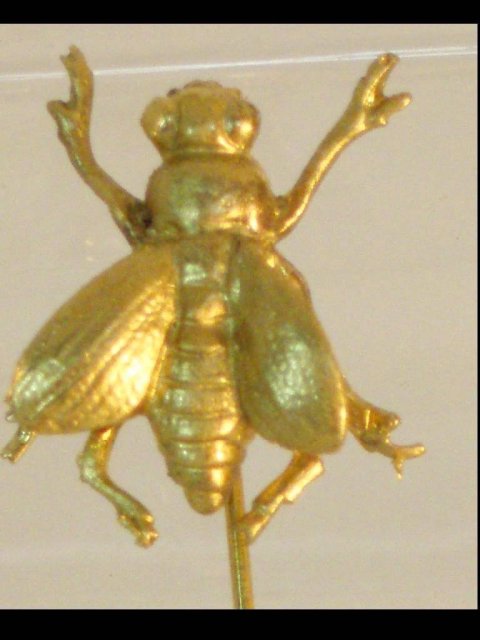 Vintage Bizarre Gorham gold silver FLY figural STICKPIN