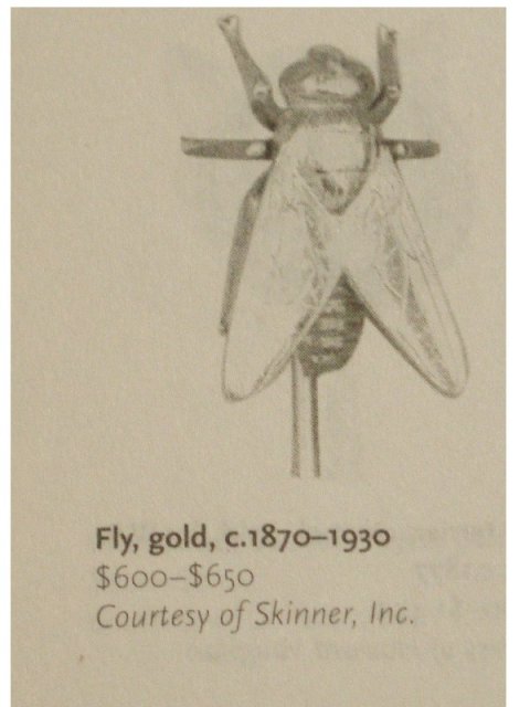 Vintage Bizarre Gorham gold silver FLY figural STICKPIN
