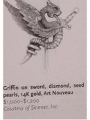 Mythical GORHAM DRAGON SIGNED Stickpin