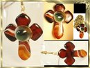 Bizarre Evil Eye victorian agate Cross necklace