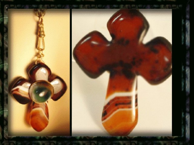 Bizarre Evil Eye victorian agate Cross necklace