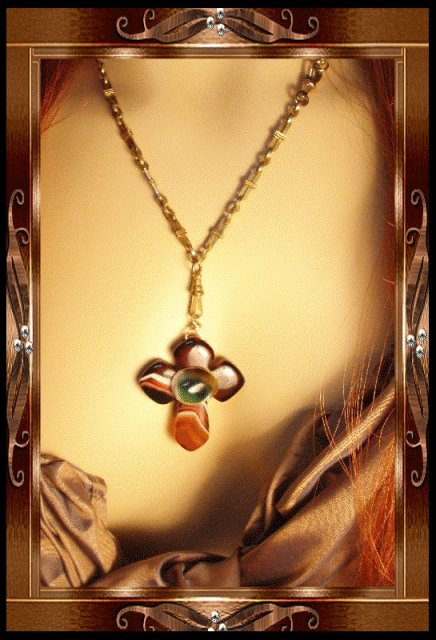 Bizarre Evil Eye victorian agate Cross necklace