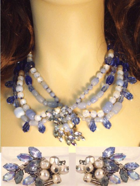 Signed baroque ROBERT GLASS necklace & ER