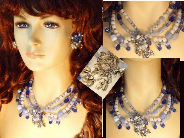 Signed baroque ROBERT GLASS necklace & ER