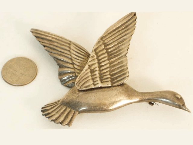HUGE vintage sterling 32gram BIRD goose BRooch
