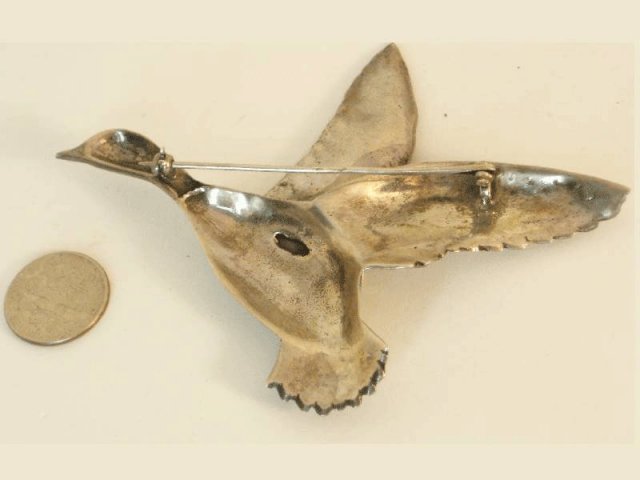 HUGE vintage sterling 32gram BIRD goose BRooch
