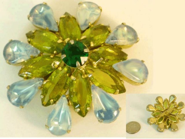 Vintage Juliana UNUSUAL Tear drop glass brooch
