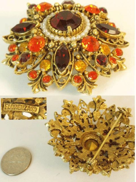 Vintage Signed Florenza extravagant Brooch