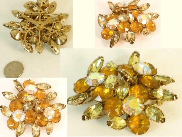 Vintage early Schreiner UNUSUAL design BROOCH