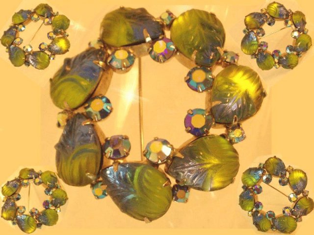 Vintage Glowing HUE FRUIT salad AB Foil Brooch