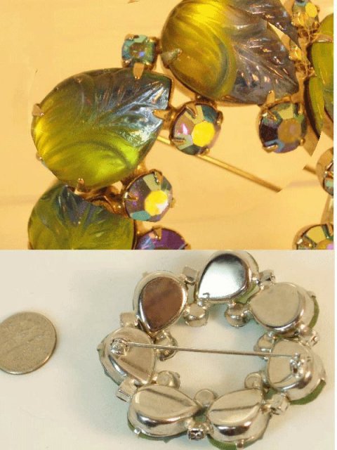 Vintage Glowing HUE FRUIT salad AB Foil Brooch