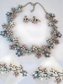 Vintage enamel rhinestone Grapevine necklace ER