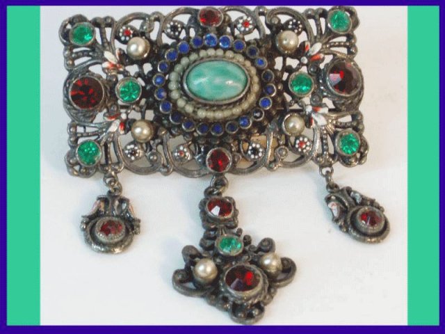 Antique AustroHungarian jewel chatelaine brooch
