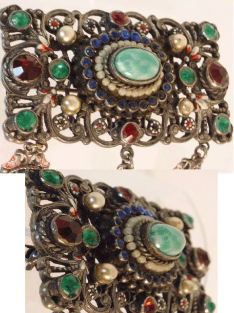 Antique AustroHungarian jewel chatelaine brooch