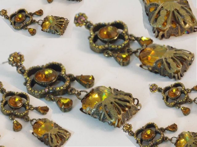 Chandelier glass filigree fancy drop earrings