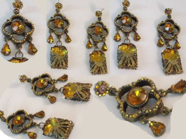 Chandelier glass filigree fancy drop earrings