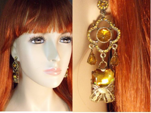 Chandelier glass filigree fancy drop earrings