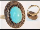 Vintage relief turquoise cabachon Deco ring
