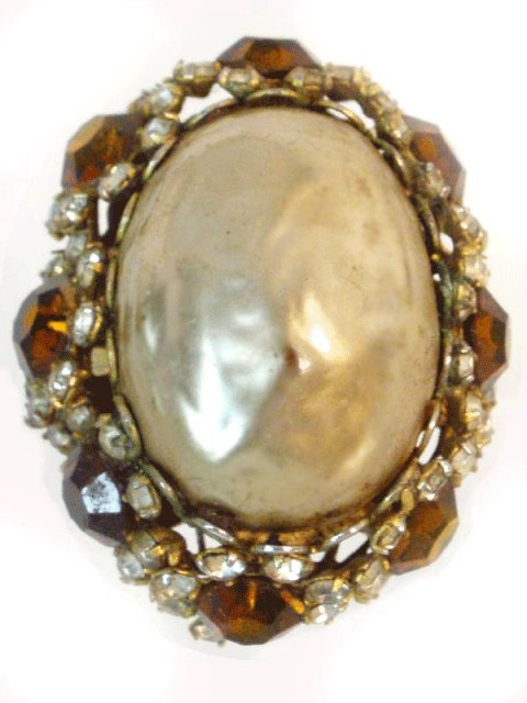 Huge Haskelish Baroque rhinestone Vintage Ring
