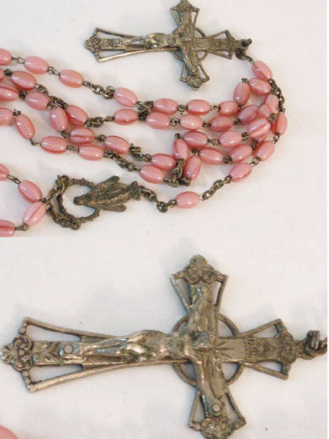 Antique Victorian cased cranberry glass Rosary