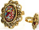 Vintage DECO Dragon EGG RED Fancy RING