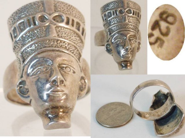 Exotic Egyptian queen head Vintage sterling