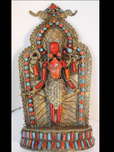 Mystical antique Antique coral turquoise Snake Goddess altar Buddhist bodhisattva Tara from Nepal in her red manifestation
