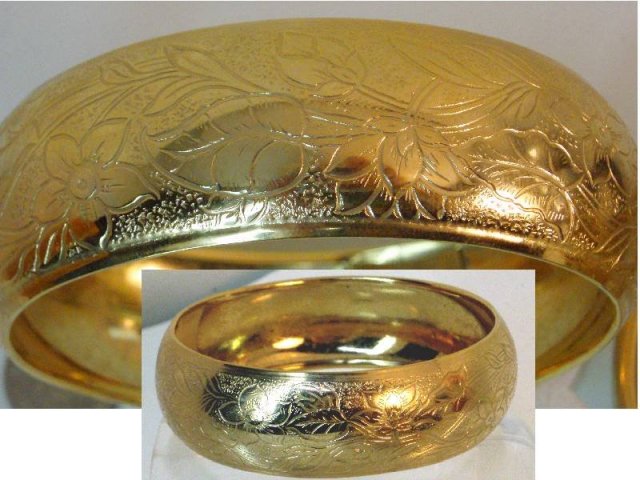 VERY WIDE fancy etched vintage deco Bracelet