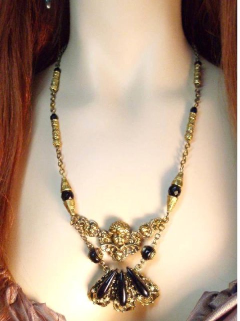 Vintage Cherub Mourning Fancy necklace & RING