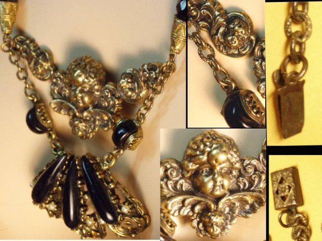 Vintage Cherub Mourning Fancy necklace & RING