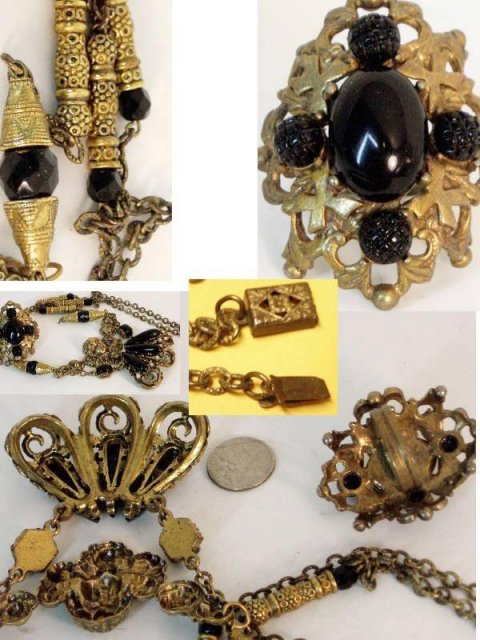 Vintage Cherub Mourning Fancy necklace & RING
