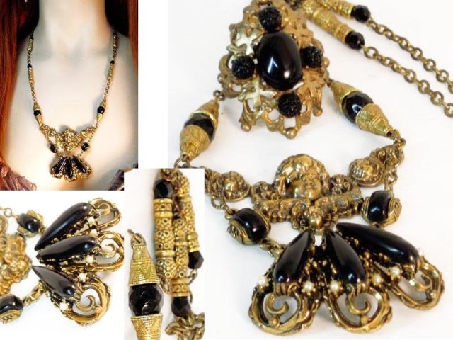 Vintage Cherub Mourning Fancy necklace & RING