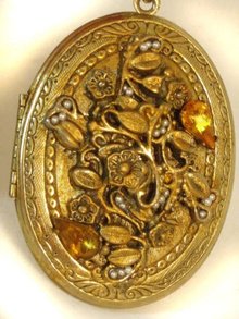VIntage fancy Edwardian jeweled Locket necklace