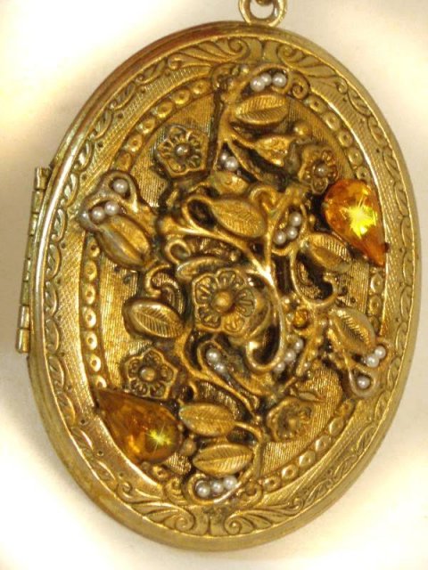 VIntage fancy Edwardian jeweled Locket necklace