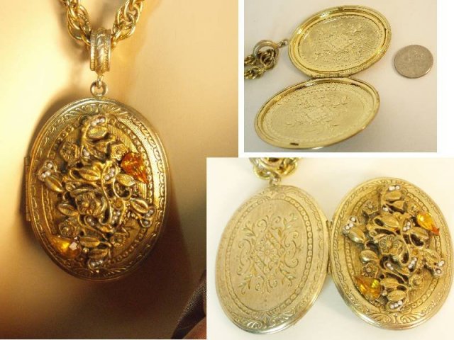 VIntage fancy Edwardian jeweled Locket necklace