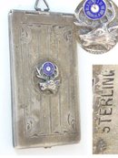 Antique sterling enamel chatelaine card case