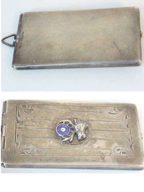 Antique sterling enamel chatelaine card case