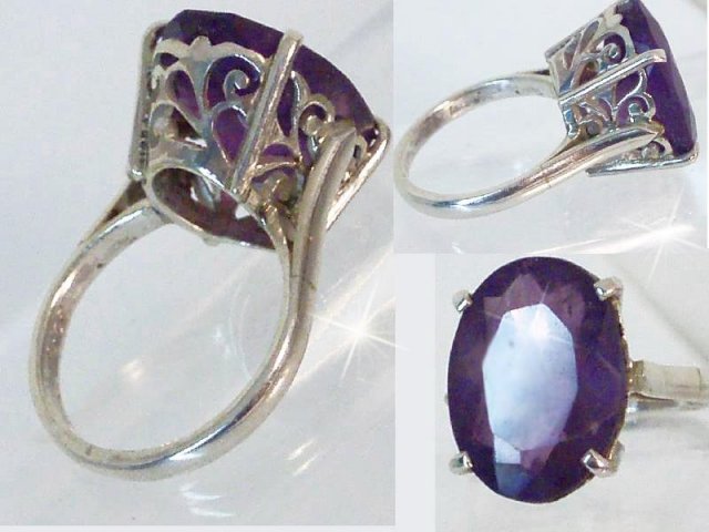 18CT HUGE Amethyst deco setting RING WOW!!