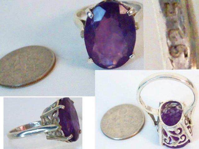 18CT HUGE Amethyst deco setting RING WOW!!