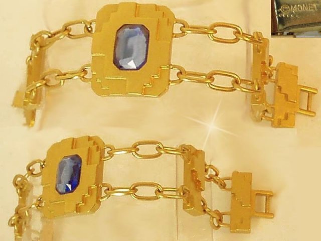 Signed Deco style Rhinestone Glam BRacelet