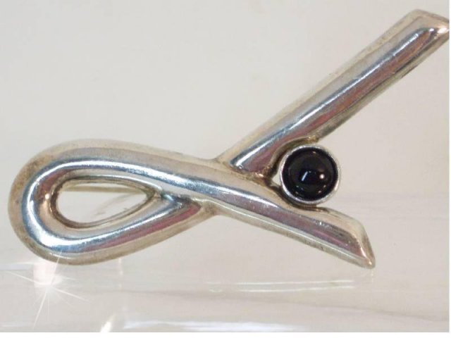 Huge heavy Sterling Barra DEco Style Brooch