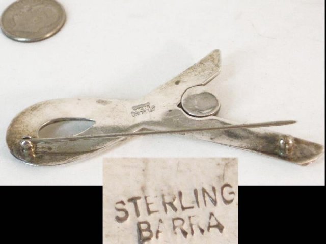 Huge heavy Sterling Barra DEco Style Brooch