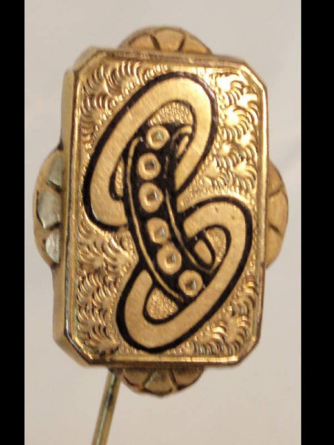 Vintage Victorian enamel buckle fancy stickpin