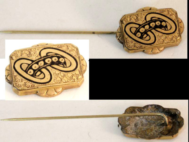 Vintage Victorian enamel buckle fancy stickpin