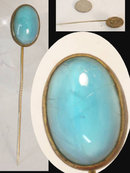 Vintage DEco Blue moonstone UNUSUAL stickpin
