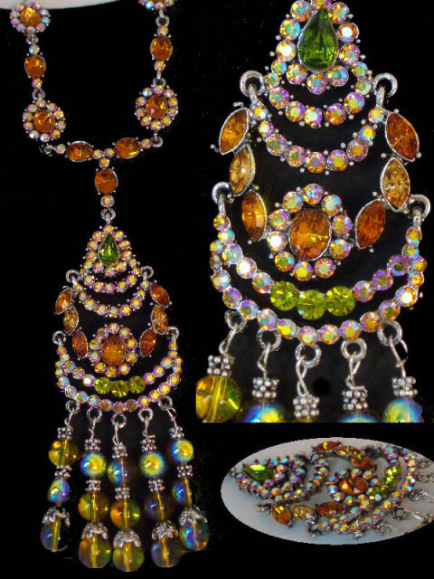 Dazzling Bohemian Gypsy Necklace Gothic renaissance jewel chandelier earrings