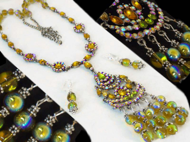 Dazzling Bohemian Gypsy Necklace Gothic renaissance jewel chandelier earrings