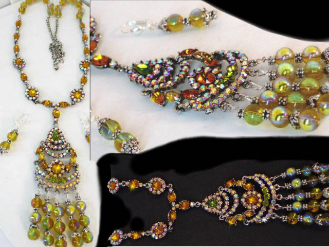 Dazzling Bohemian Gypsy Necklace Gothic renaissance jewel chandelier earrings