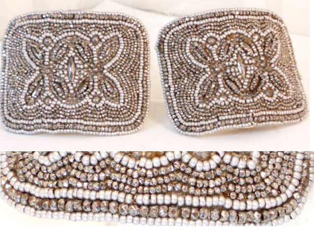Antique FRENCH Steel cut microbead BUCKLES