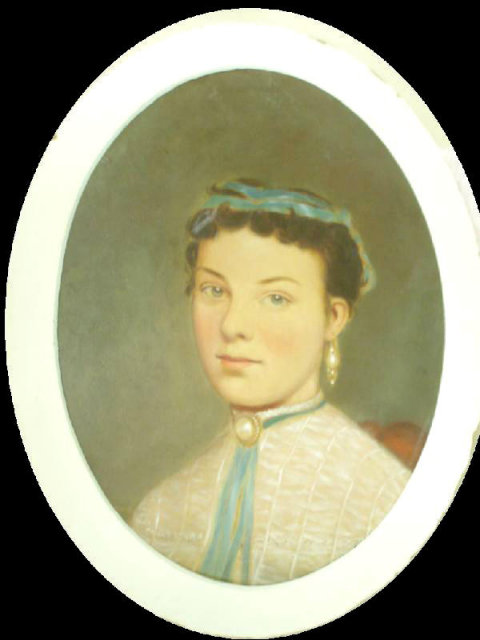 French Victorian oil Girl portrait painting OLD